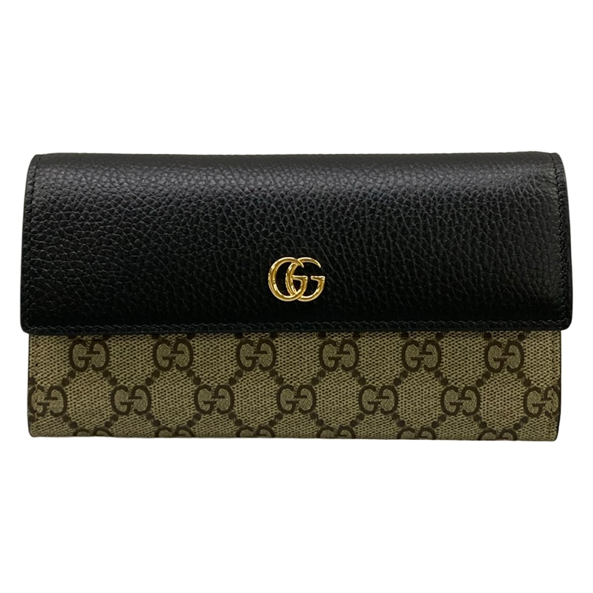 Gucci Gg Marmont Continental Wallet Long Wallet 456116 Beige Dark Brown Black
